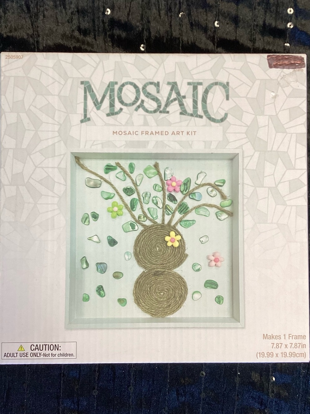 DIY Framed Mosaic Kit with Green Shell Pieces 7.87 x 7.87